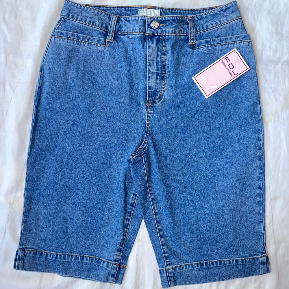 NWT FDJ Women's Size 8 French Dressing Olivia Bermuda Stretch Denim Shorts